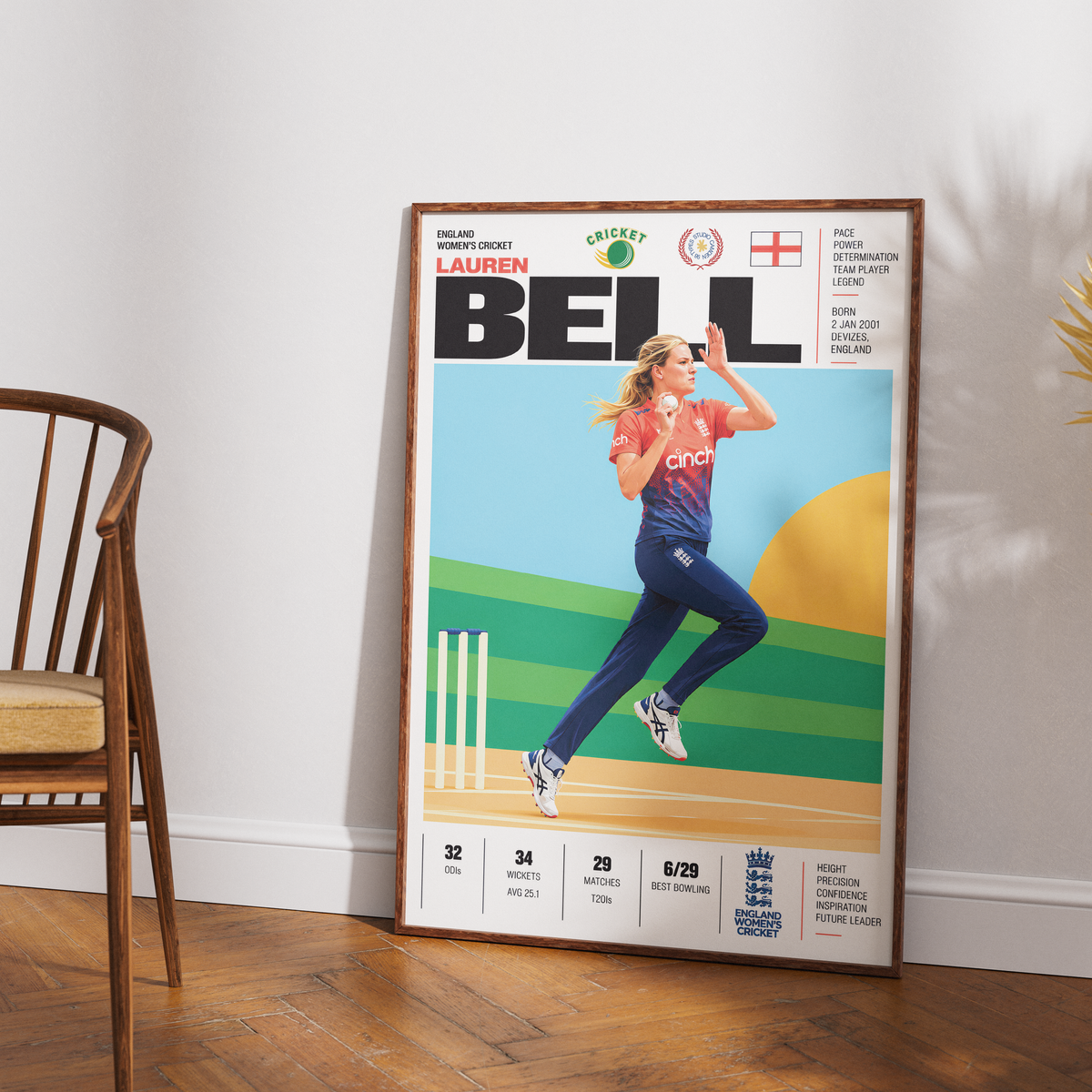 Lauren Bell cricket poster wall art print by 98types