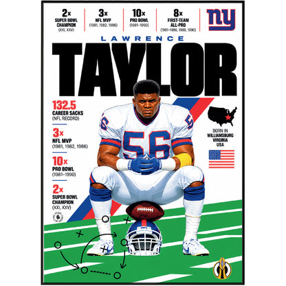 Lawrence Taylor poster, New York Giants NFL wall art print in a boy's bedroom - 98types