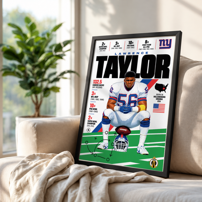 Lawrence Taylor poster, New York Giants NFL wall art print in a boy's bedroom - 98types