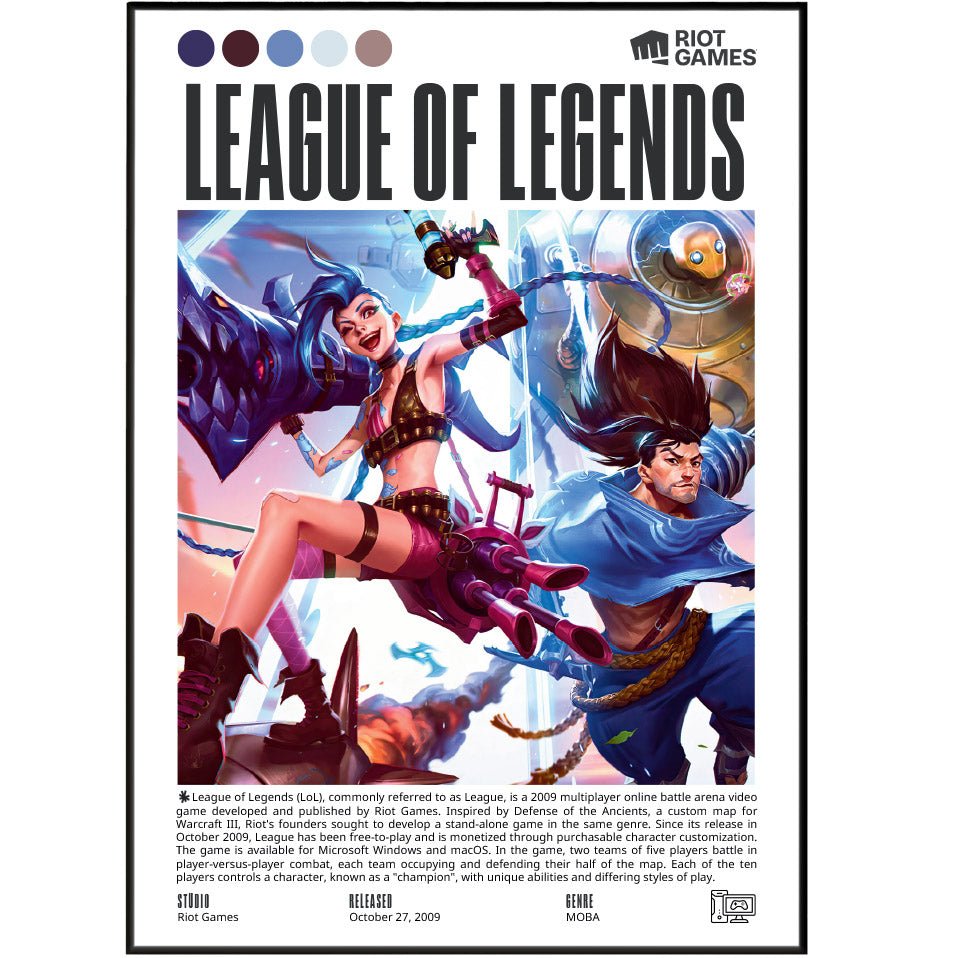 League of Legends game poster — Riot Games MOBA champions Nexus esports wall art print UK - 98types