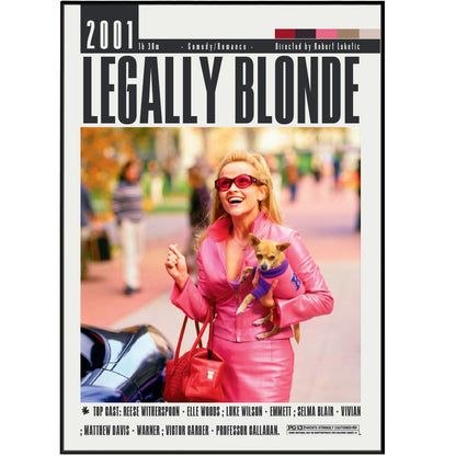 Legally Blonde 2001 film poster — Elle Woods Harvard minimalist wall art print UK
