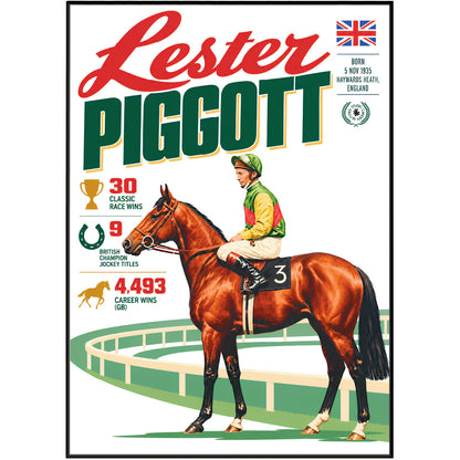 Lester Piggott horse racing poster wall art print by 98types