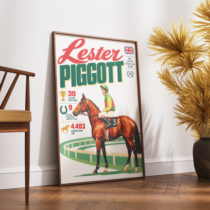 Lester Piggott horse racing poster wall art print by 98types