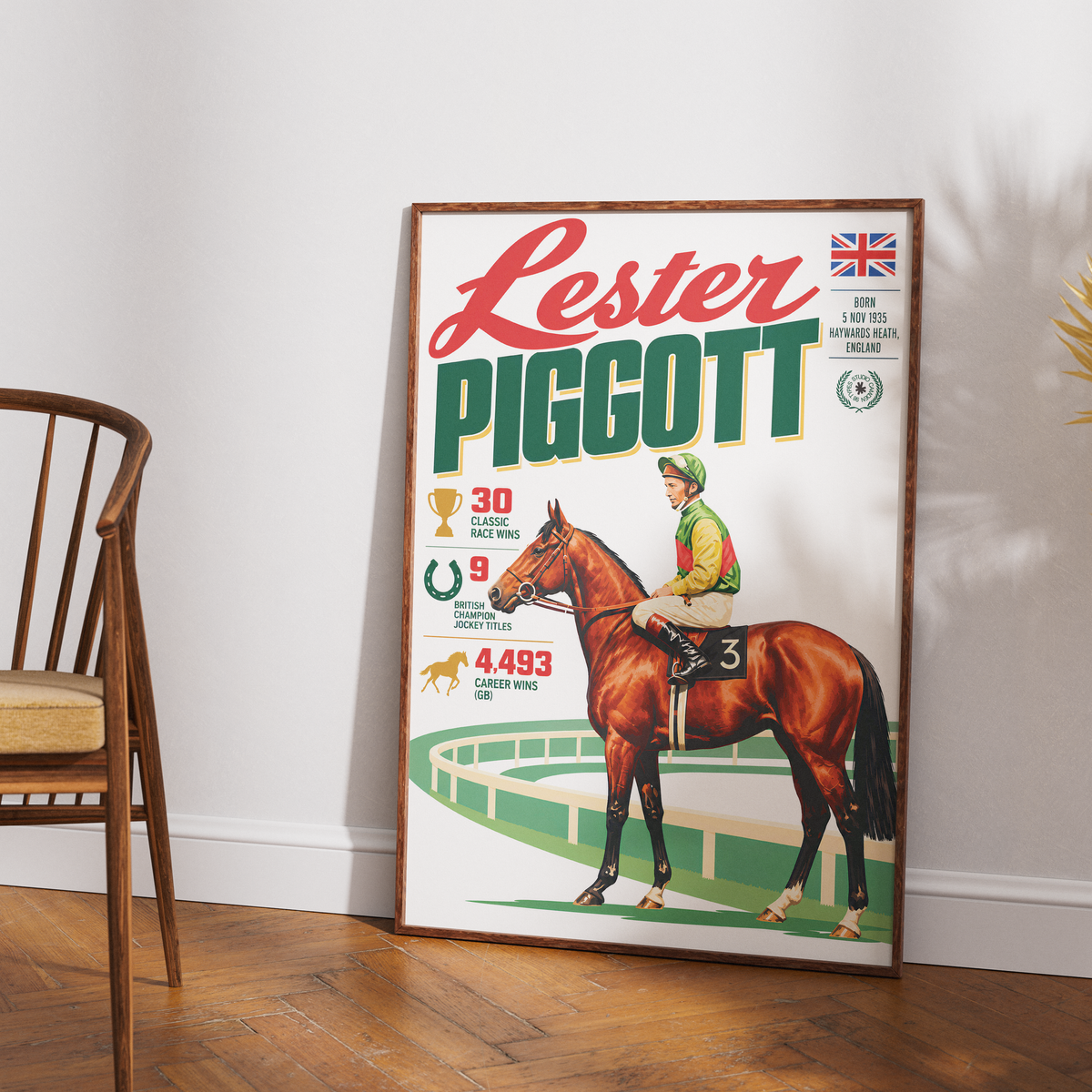 Lester Piggott horse racing poster wall art print by 98types