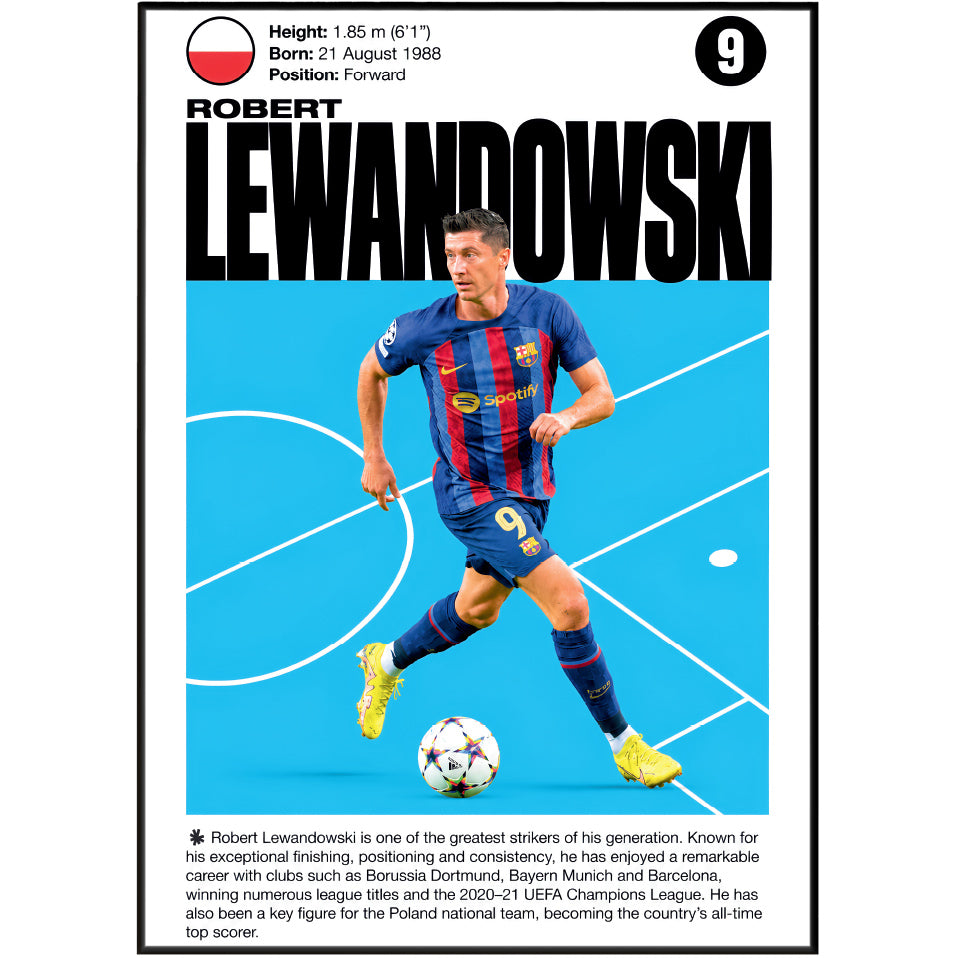 Robert Lewandowski football poster – Lewandowski Barcelona Football Poster – 98types