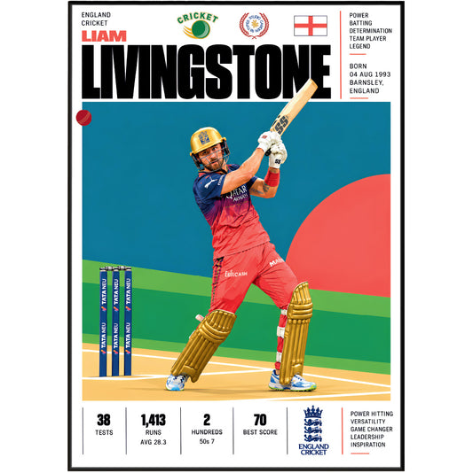 Liam Livingstone cricket poster wall art print by 98types