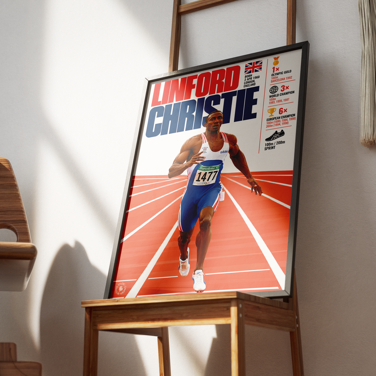 Linford Christie athletics poster wall art print by 98types
