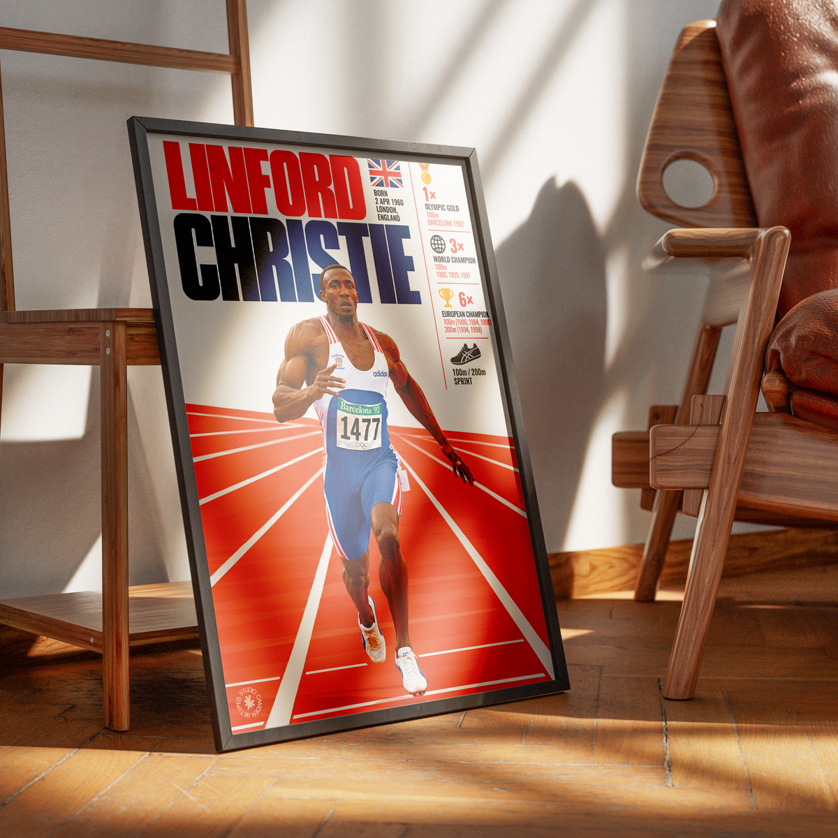 Linford Christie athletics poster wall art print by 98types