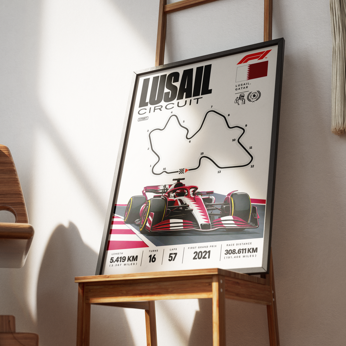Lusail International Circuit Qatar Grand Prix F1 track poster by 98types