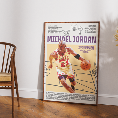 Michael Jordan GOAT basketball poster — Chicago Bulls 6x champion greatest of all time minimalist wall art print UK