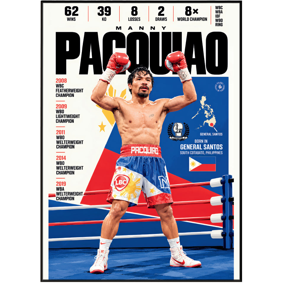Manny Pacquiao poster, Filipino boxing wall art print in a home gym - 98types