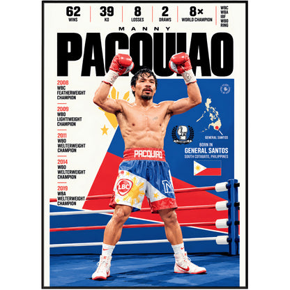 Manny Pacquiao poster, Filipino boxing wall art print in a home gym - 98types
