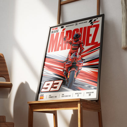 Marc Márquez MotoGP Poster – #93 Nine-Time World Champion Art - 98 Types Studio