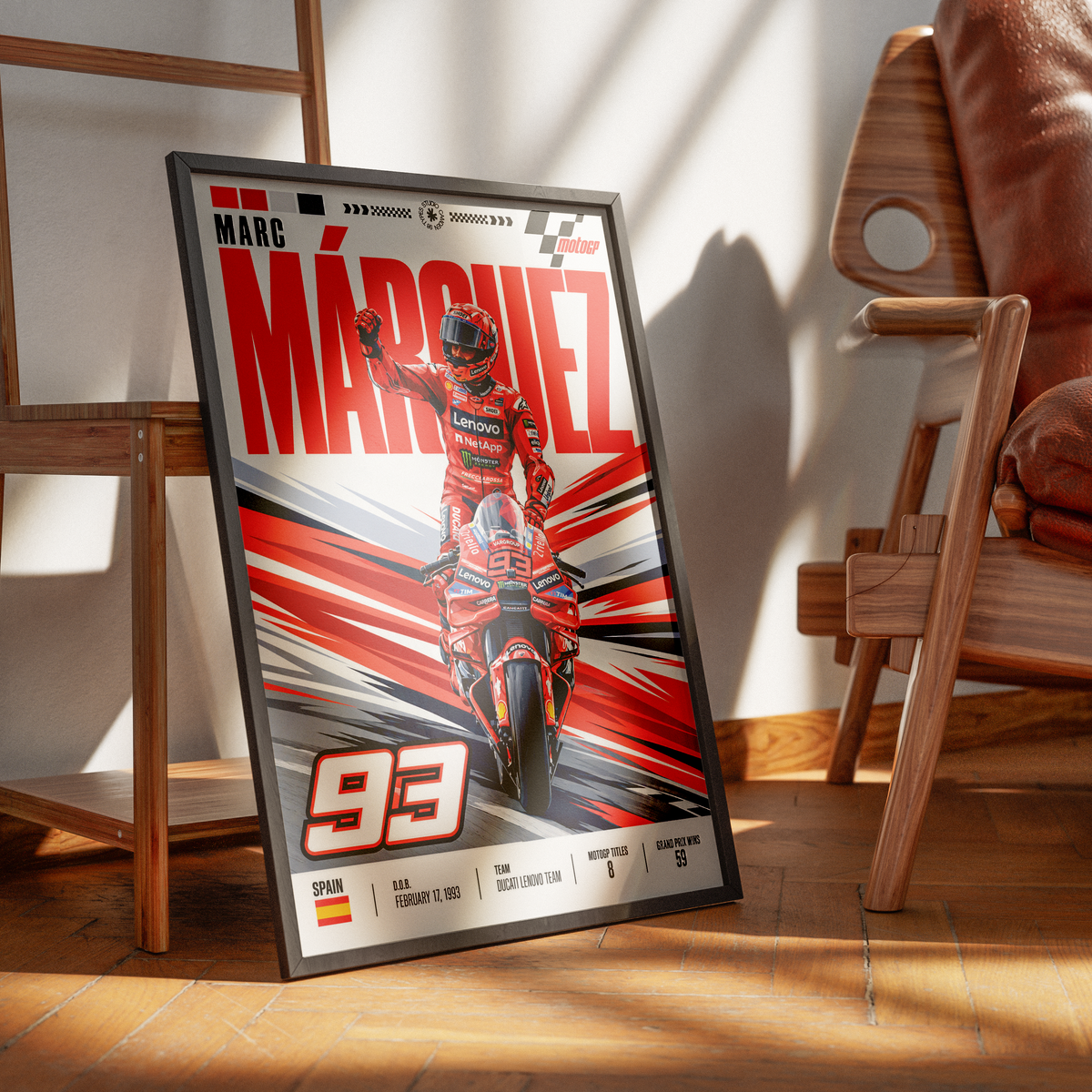 Marc Márquez MotoGP Poster – #93 Nine-Time World Champion Art - 98 Types Studio