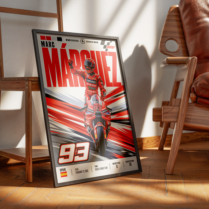 Marc Márquez MotoGP Poster – #93 Nine-Time World Champion Art - 98 Types Studio