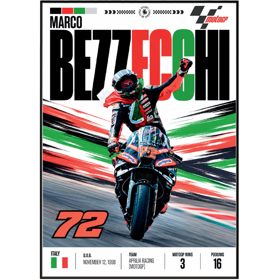 Marco Bezzecchi Bez #72 MotoGP rider poster by 98types