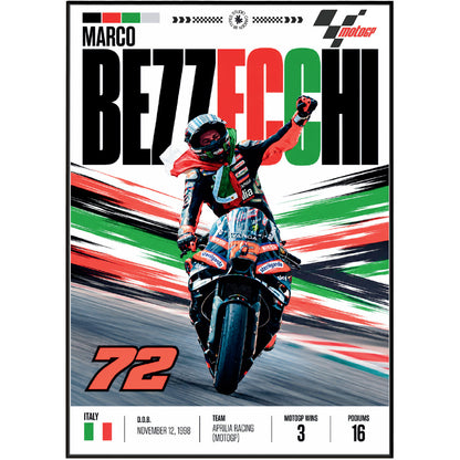 Marco Bezzecchi Bez #72 MotoGP rider poster by 98types