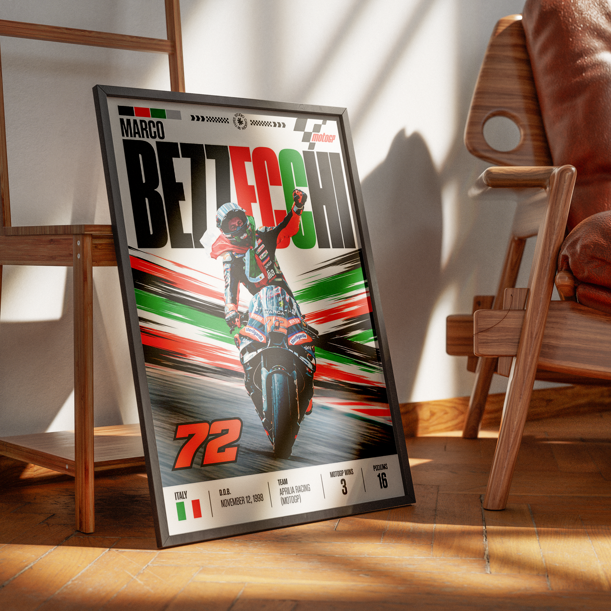 Marco Bezzecchi Bez #72 MotoGP rider poster by 98types