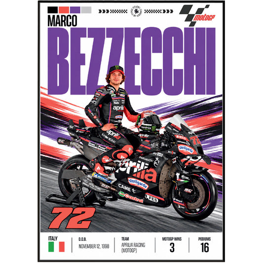Marco Bezzecchi Bez #72 MotoGP rider poster by 98types