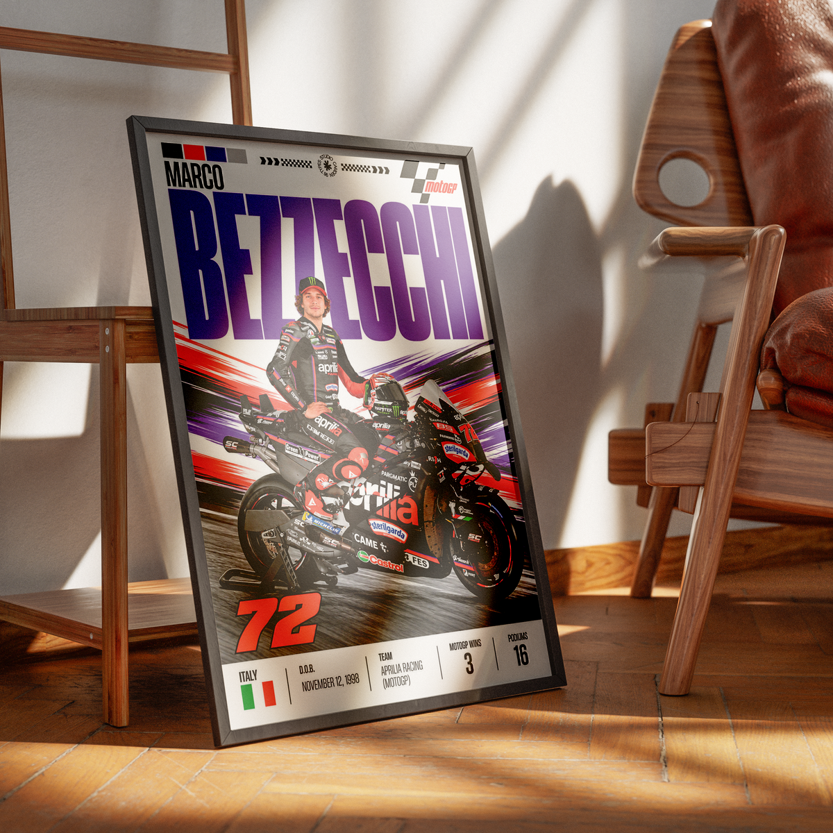 Marco Bezzecchi Bez #72 MotoGP rider poster by 98types