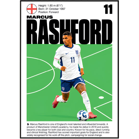 Marcus Rashford football poster – Marcus Rashford England Football Poster – 98types