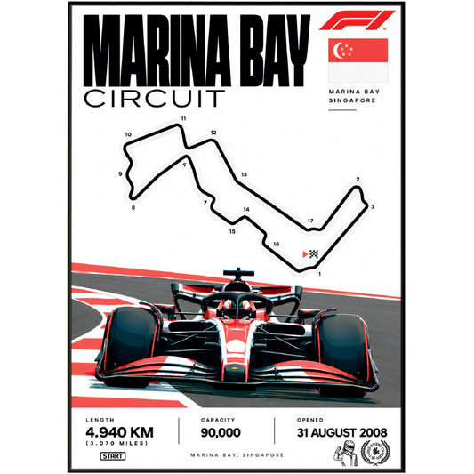 Marina Bay Singapore Grand Prix night race F1 track poster by 98types