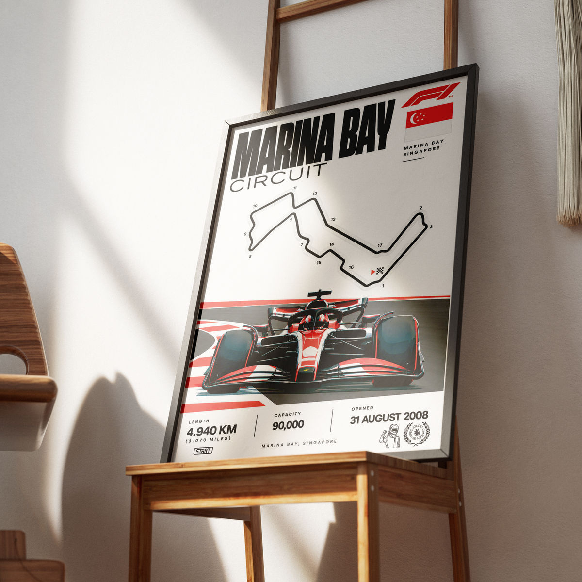 Marina Bay Singapore Grand Prix night race F1 track poster by 98types