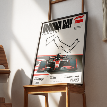 Marina Bay Singapore Grand Prix night race F1 track poster by 98types