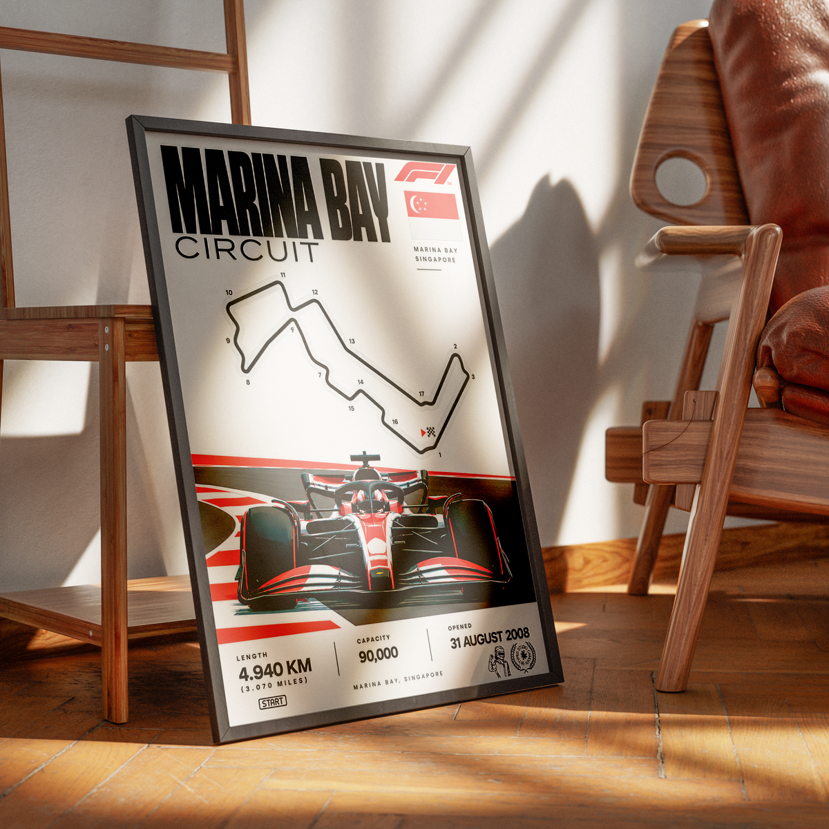 Marina Bay Singapore Grand Prix night race F1 track poster by 98types
