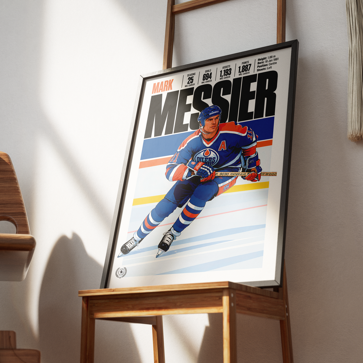 Mark Messier poster, New York Rangers NHL ice hockey wall art print in a games room - 98types