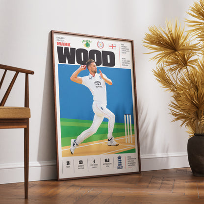 Mark Wood cricket poster wall art print by 98types