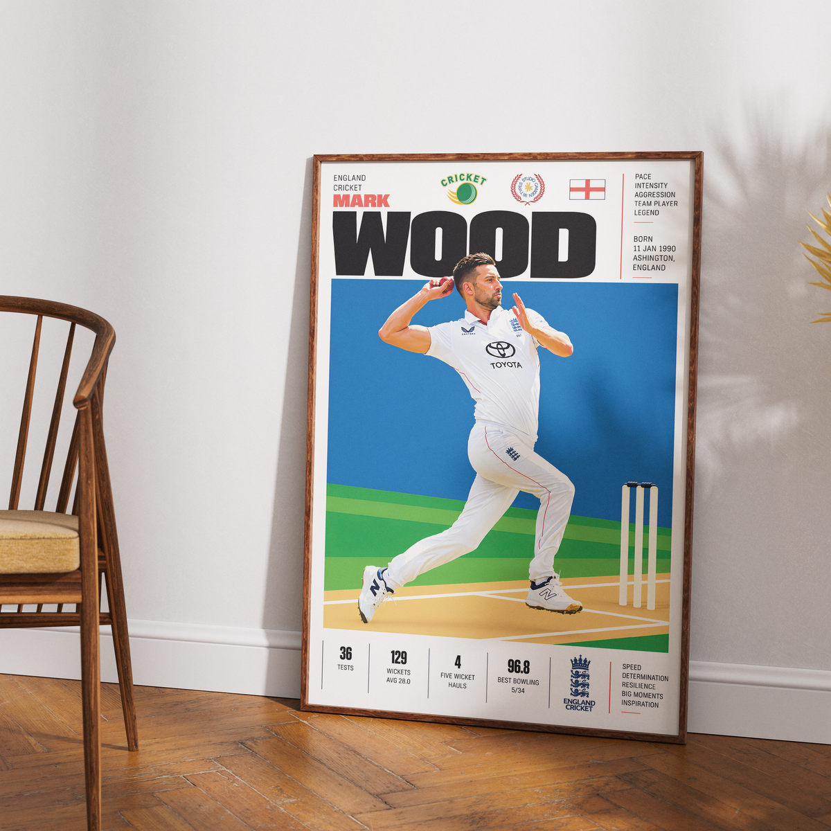 Mark Wood cricket poster wall art print by 98types
