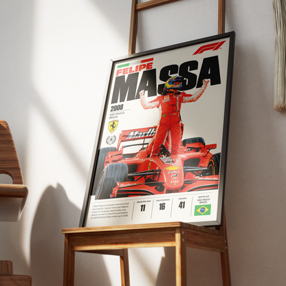 Felipe Massa Ferrari Brazilian Formula 1 driver poster by 98types