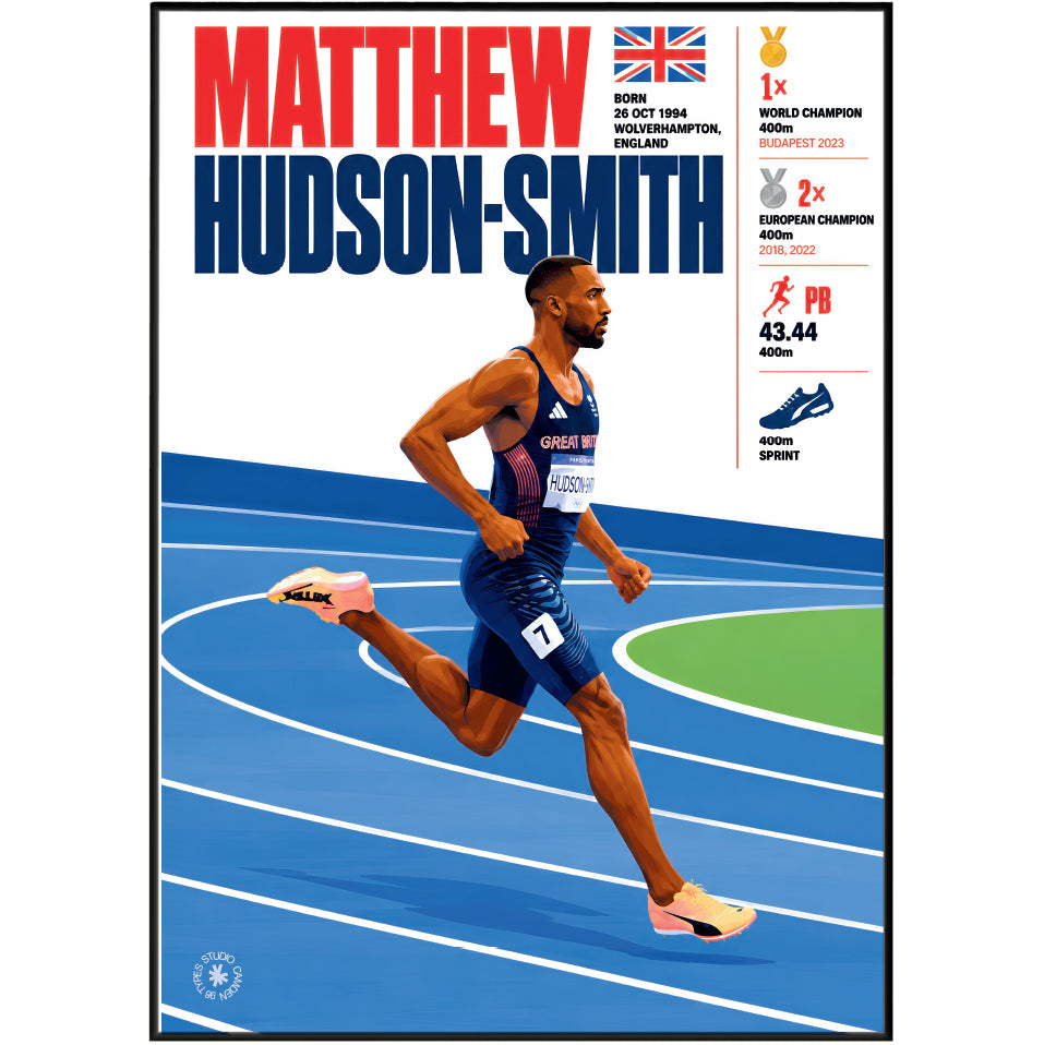Matthew Hudson-Smith athletics poster wall art print by 98types