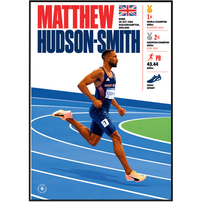 Matthew Hudson-Smith athletics poster wall art print by 98types
