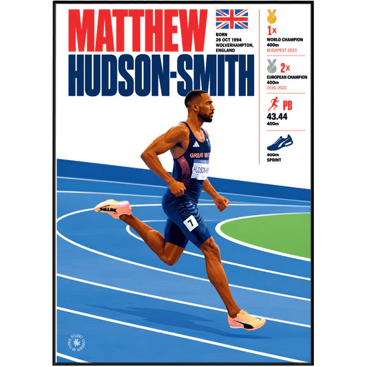 Matthew Hudson-Smith athletics poster wall art print by 98types