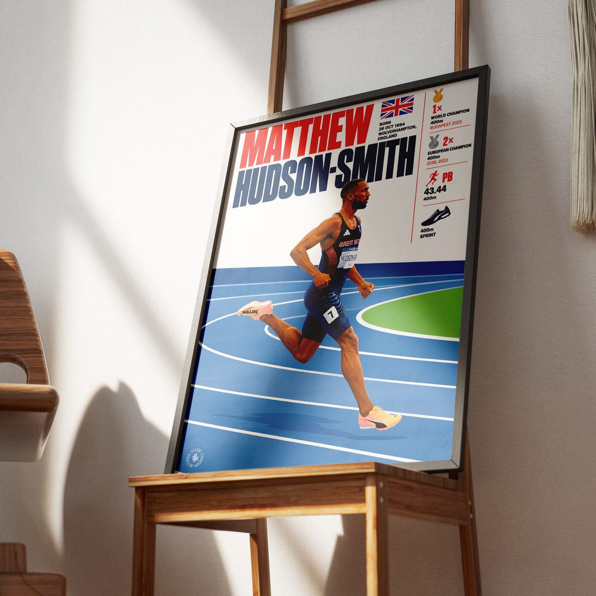 Matthew Hudson-Smith athletics poster wall art print by 98types