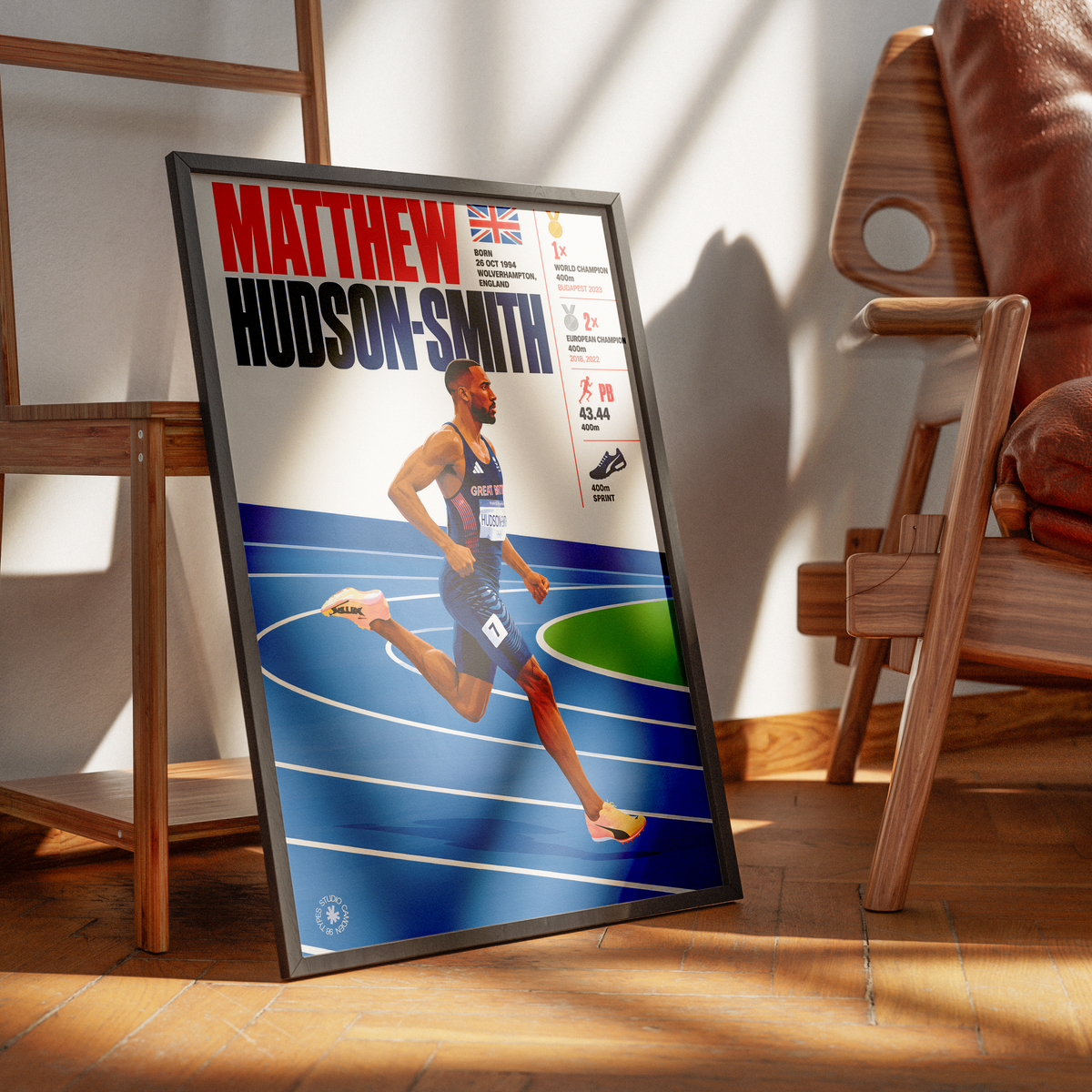 Matthew Hudson-Smith athletics poster wall art print by 98types
