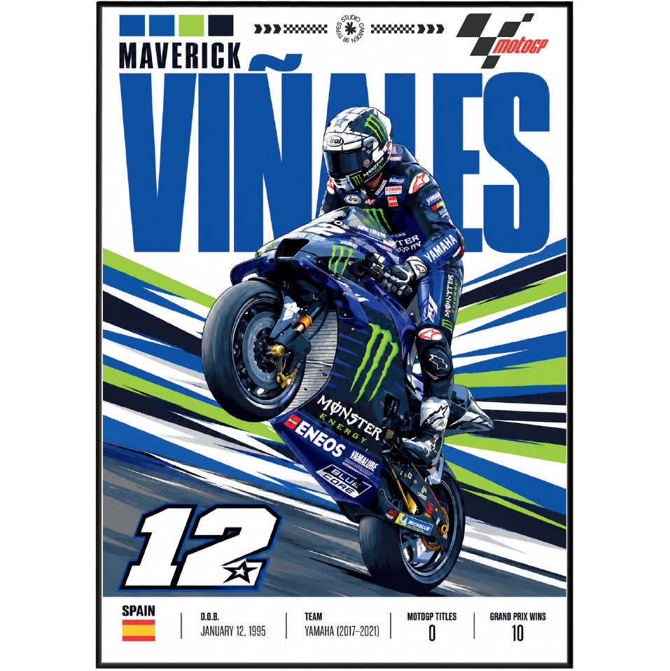 Maverick Vinales Top Gun #12 MotoGP rider poster