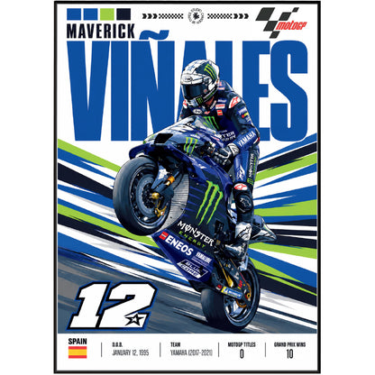 Maverick Vinales Top Gun #12 MotoGP rider poster
