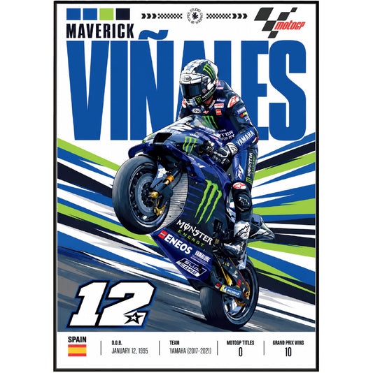 Maverick Vinales Top Gun #12 MotoGP rider poster