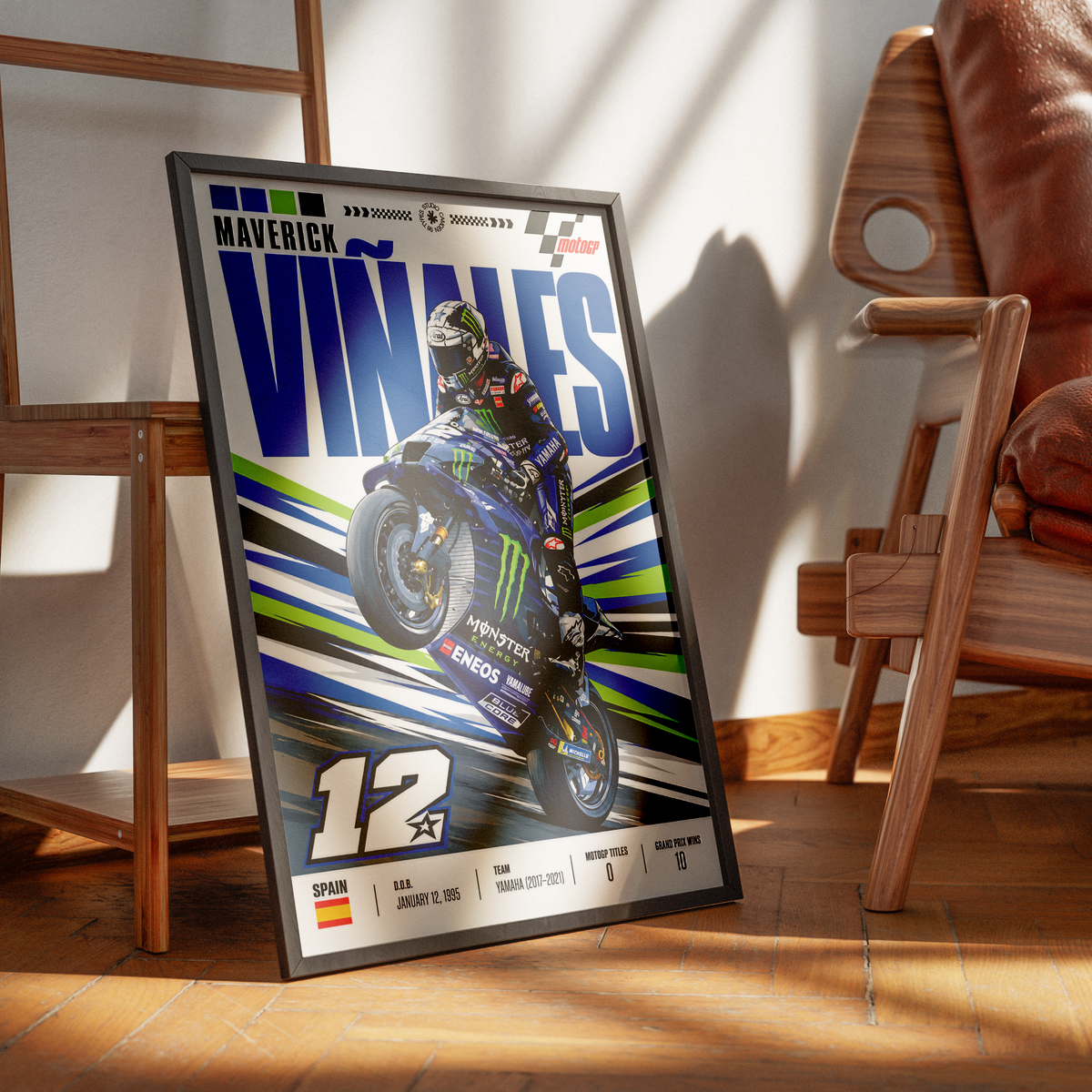 Maverick Vinales Top Gun #12 MotoGP rider poster