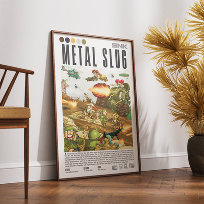Metal Slug 1996 classic arcade poster — SNK Marco Rossi tank run-and-gun sprite art wall art print UK
