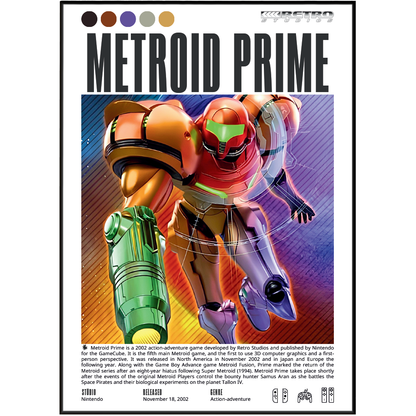 Metroid Prime 2002 FPS adventure poster — Samus Aran Tallon IV Phazon GameCube wall art print UK
