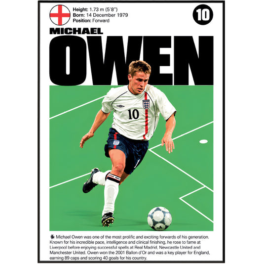Michael Owen football poster – Michael Owen England Football Poster – 98types