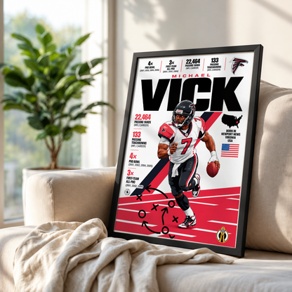 Michael Vick poster, Atlanta Falcons NFL wall art print in a boy's bedroom - 98types