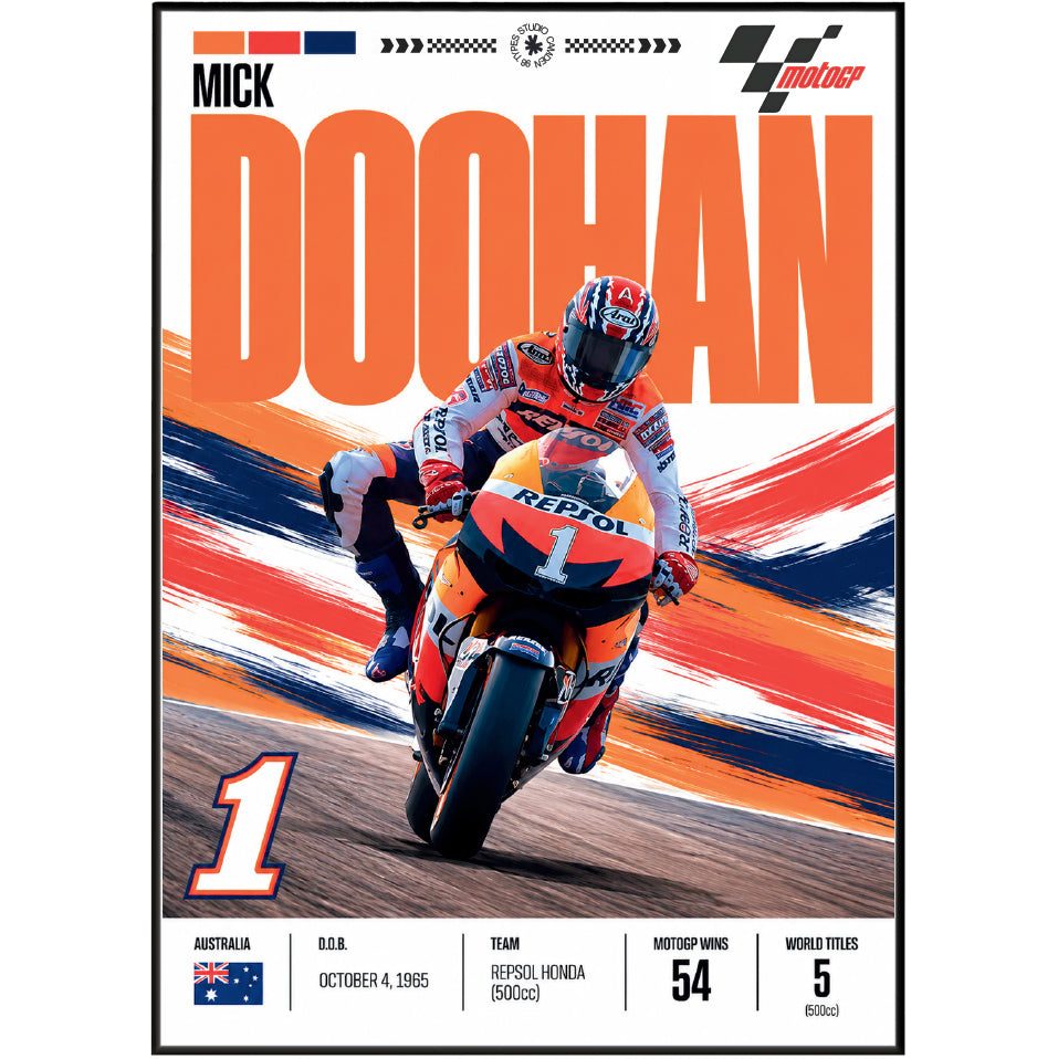 Mick Doohan 5x 500cc world champion Honda motorcycle poster