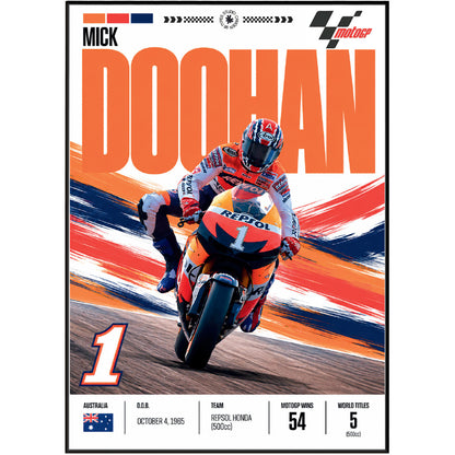 Mick Doohan 5x 500cc world champion Honda motorcycle poster