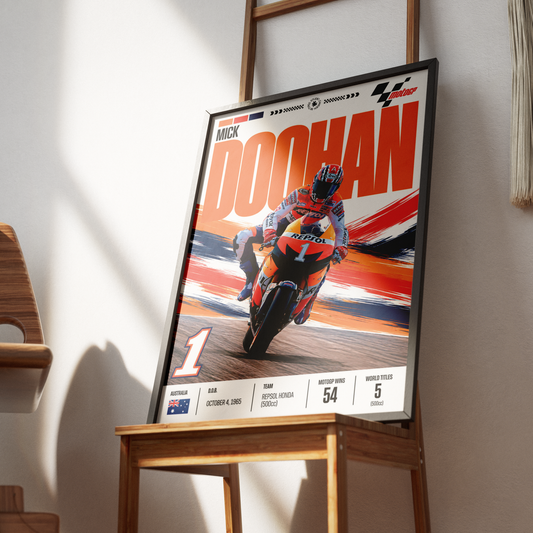 Mick Doohan 5x 500cc world champion Honda motorcycle poster