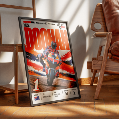 Mick Doohan Poster – 5x 500cc World Champion Honda Wall Art - 98 Types Studio